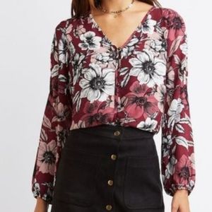 Charlotte Russe Floral cold shoulder blouse
